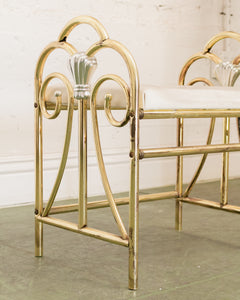 Vintage Brass and Glass Dressing Table with Matching Stool