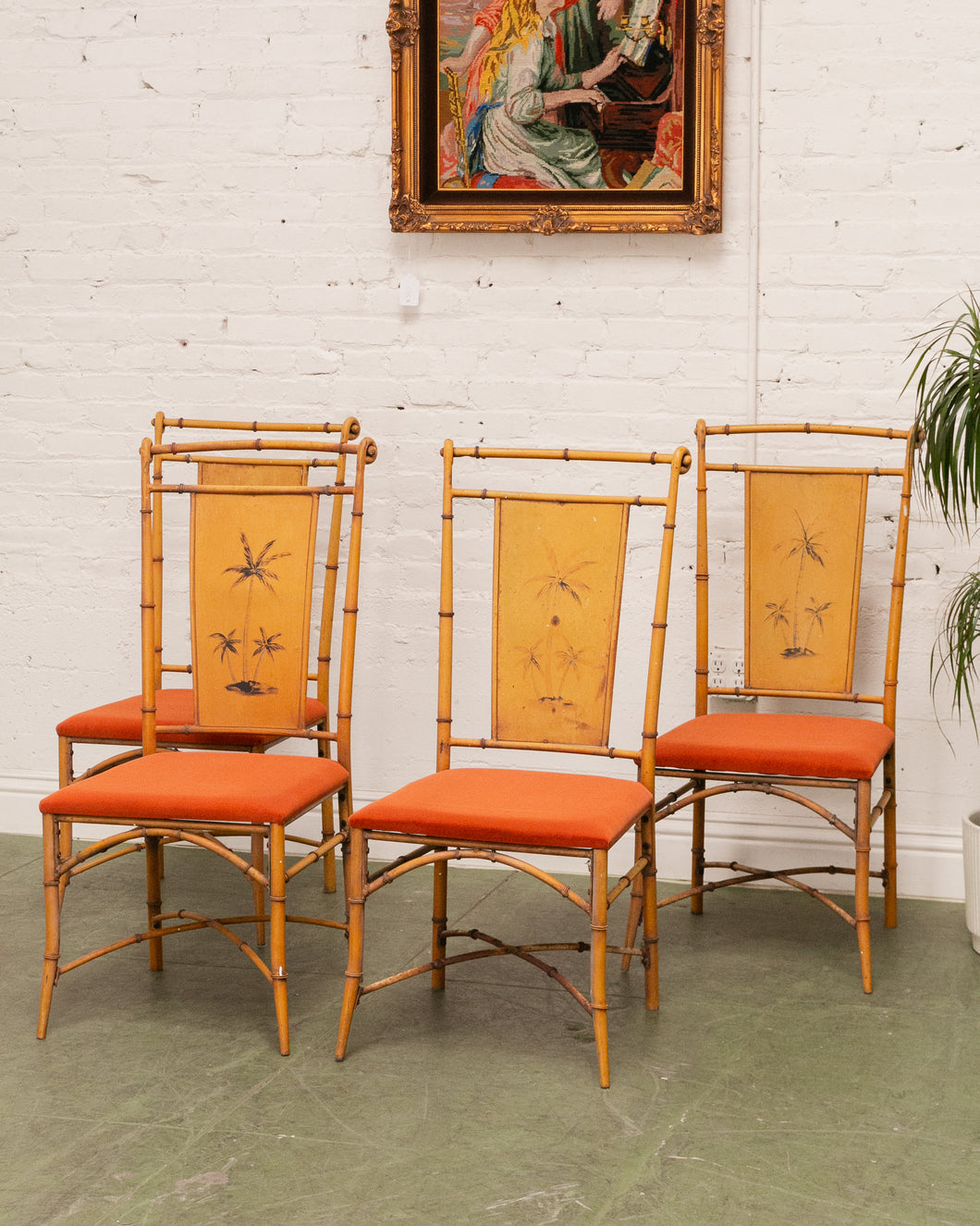 Palm Tree Vintage Bamboo Chairs