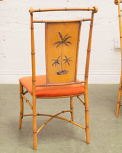 Load image into Gallery viewer, Palm Tree Vintage Bamboo Chairs
