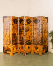 Load image into Gallery viewer, A Chinese Gilt and Polychrome-Painted Six-Panel Screen
