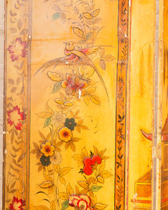 A Chinese Gilt and Polychrome-Painted Six-Panel Screen