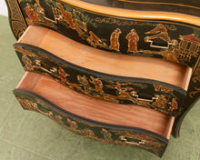 Load image into Gallery viewer, Vintage Drexel Et Cetera Collection Serpentine Chinoiserie Chest of Drawers from the 1980s
