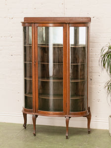 Tiger Wood Antique Curio Cabinet