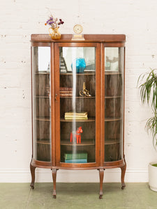 Tiger Wood Antique Curio Cabinet