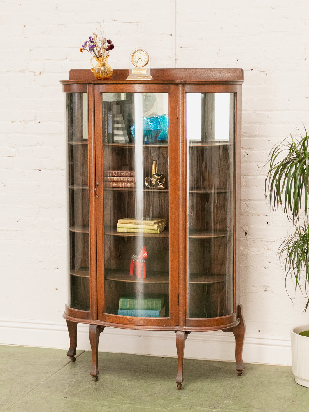 Tiger Wood Antique Curio Cabinet