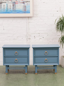 Blue Hollywood Regency Nightstands