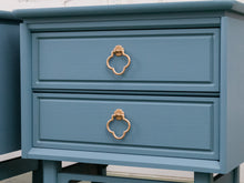 Load image into Gallery viewer, Blue Hollywood Regency Nightstands
