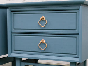 Blue Hollywood Regency Nightstands