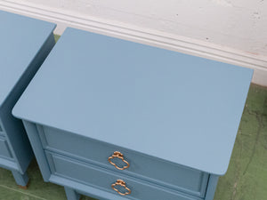 Blue Hollywood Regency Nightstands