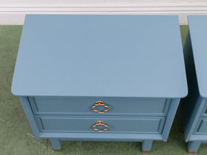 Blue Hollywood Regency Nightstands