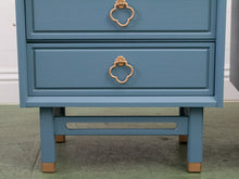 Load image into Gallery viewer, Blue Hollywood Regency Nightstands
