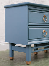 Load image into Gallery viewer, Blue Hollywood Regency Nightstands
