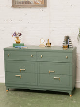 Load image into Gallery viewer, Sage Green 6 Drawer Dresser
