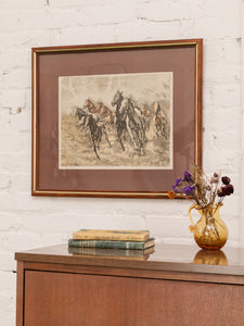 Abstract Horses Mid Century Framed