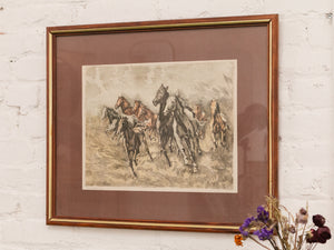 Abstract Horses Mid Century Framed