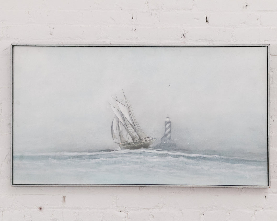 Vintage Moody Nautical Oil Painting