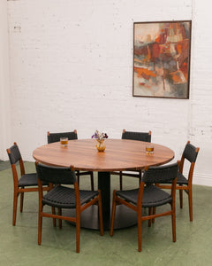 Solid Walnut Round Table with Black Base