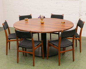 Solid Walnut Round Table with Black Base