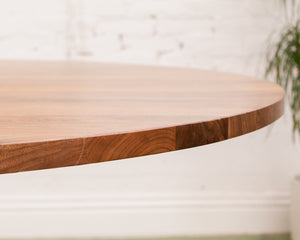 Solid Walnut Round Table with Black Base