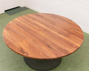 Solid Walnut Round Table with Black Base