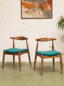 Scandinavian Dining Chair in Teal Velvet