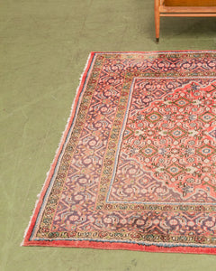 Vintage Persian Rug in Red, Blues and Greens