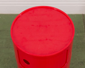 Red 3 Drawer Round Shelf