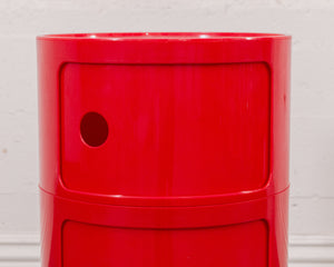 Red 3 Drawer Round Shelf