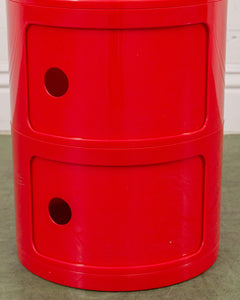 Red 3 Drawer Round Shelf