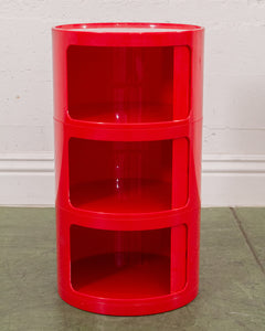 Red 3 Drawer Round Shelf