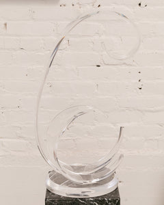 Sculpture Lucite Acrylic Clear Wave by Grace Absi