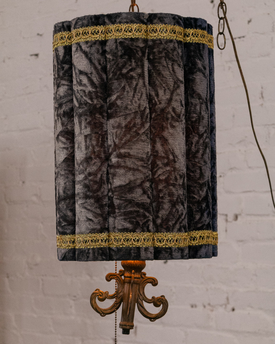 Vintage Crushed Velvet Swag Lamp