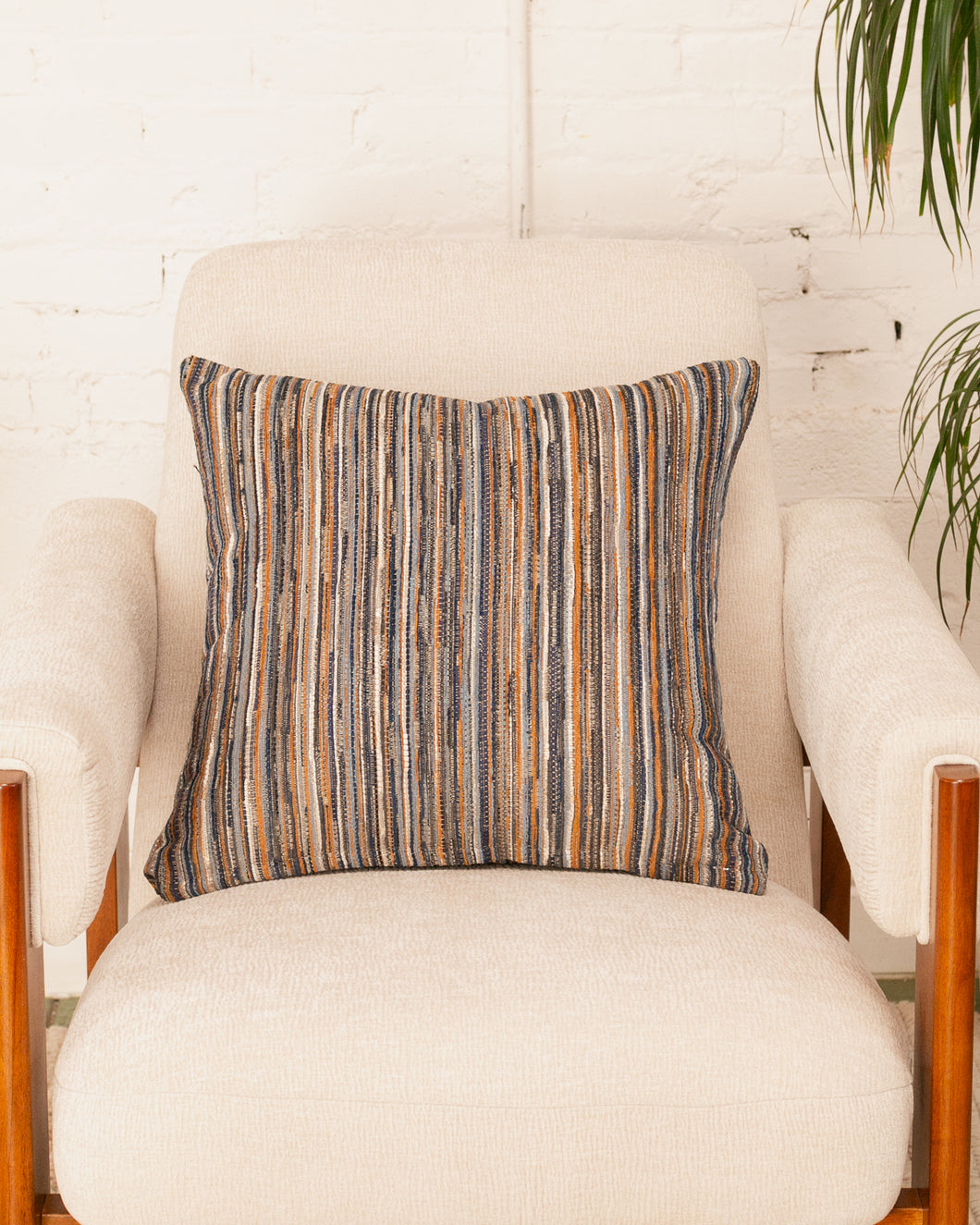 Square Blue Striped Pillow