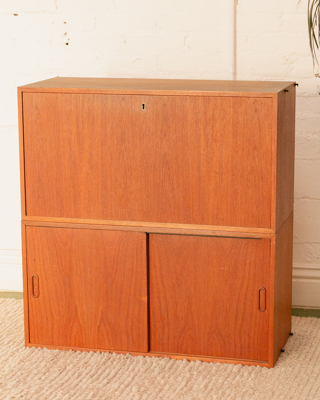 Teak Desk with Cabinet