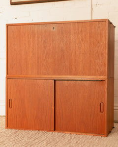 Teak Desk with Cabinet