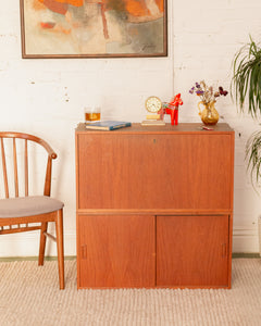 Teak Desk with Cabinet