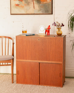 Teak Desk with Cabinet