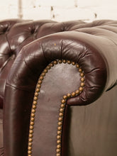 Load image into Gallery viewer, Chesterfield Leather Maroon Sofa
