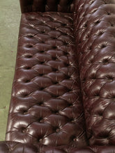 Load image into Gallery viewer, Chesterfield Leather Maroon Sofa
