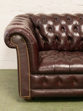 Load image into Gallery viewer, Chesterfield Leather Maroon Sofa
