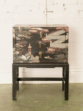 Load image into Gallery viewer, Lovely Japanese Black Lacquer Side Table on Stand Hand Painted
