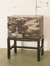 Load image into Gallery viewer, Lovely Japanese Black Lacquer Side Table on Stand Hand Painted
