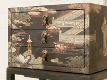 Load image into Gallery viewer, Lovely Japanese Black Lacquer Side Table on Stand Hand Painted
