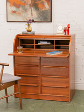 Load image into Gallery viewer, Danish Modern Tambour Secretary Desk
