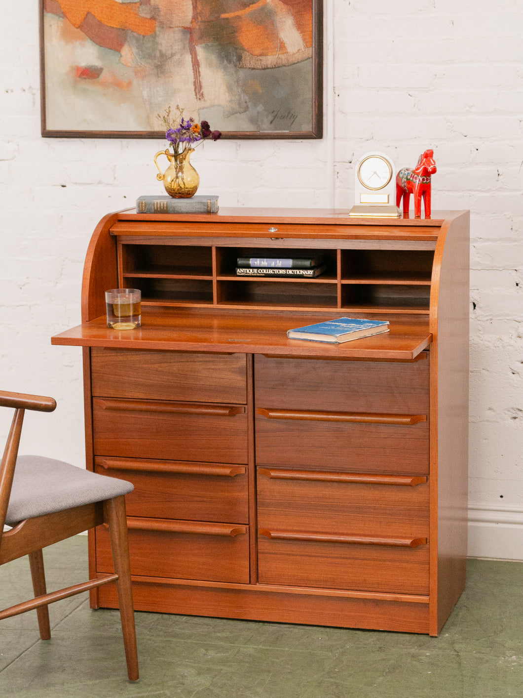 Danish Modern Tambour Secretary Desk