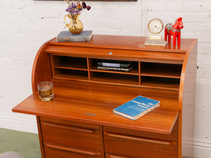 Danish Modern Tambour Secretary Desk