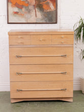 Load image into Gallery viewer, Blonde Mid Century Highboy Dresser
