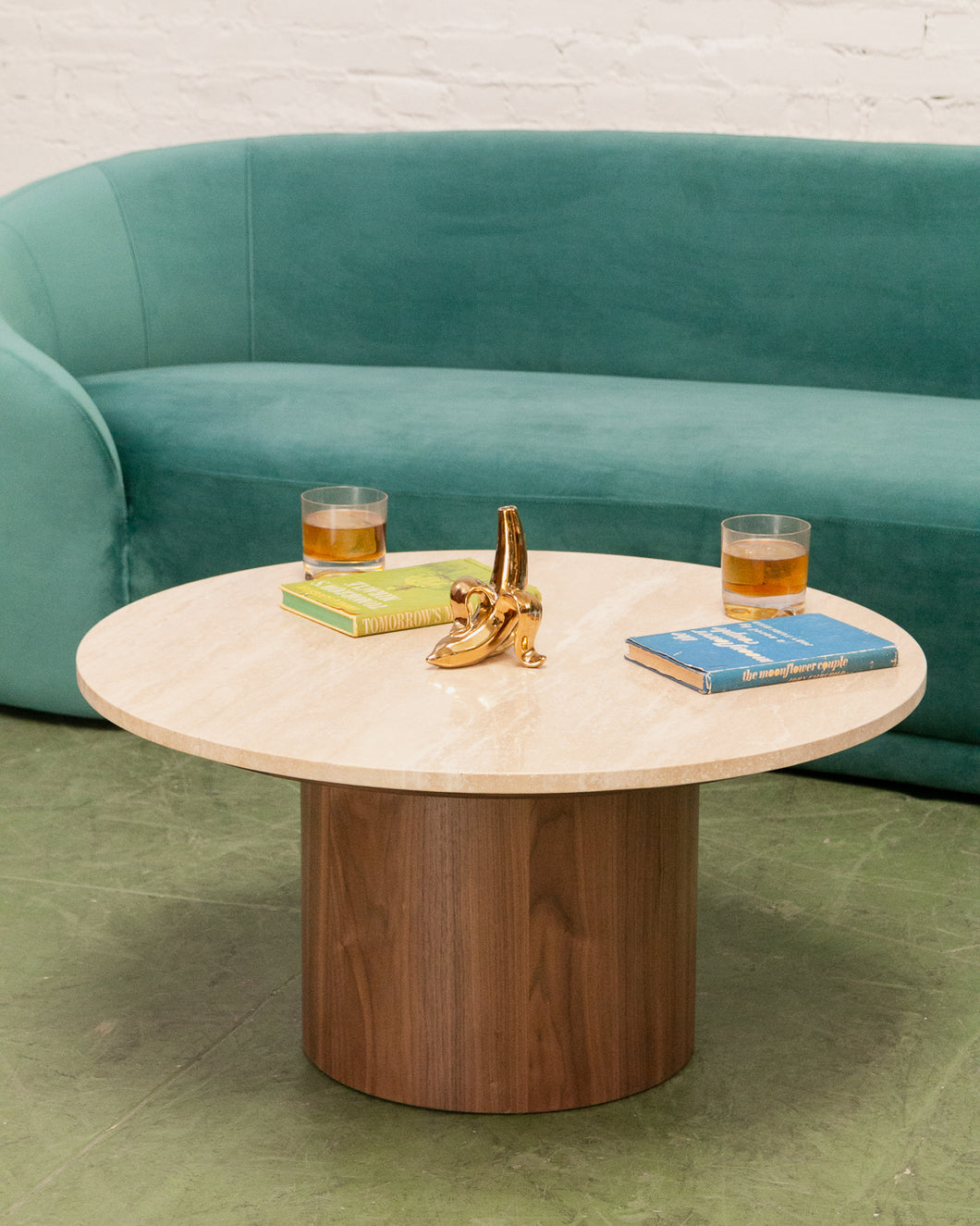 Travertine Walnut Base Coffee Table