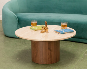 Travertine Walnut Base Coffee Table