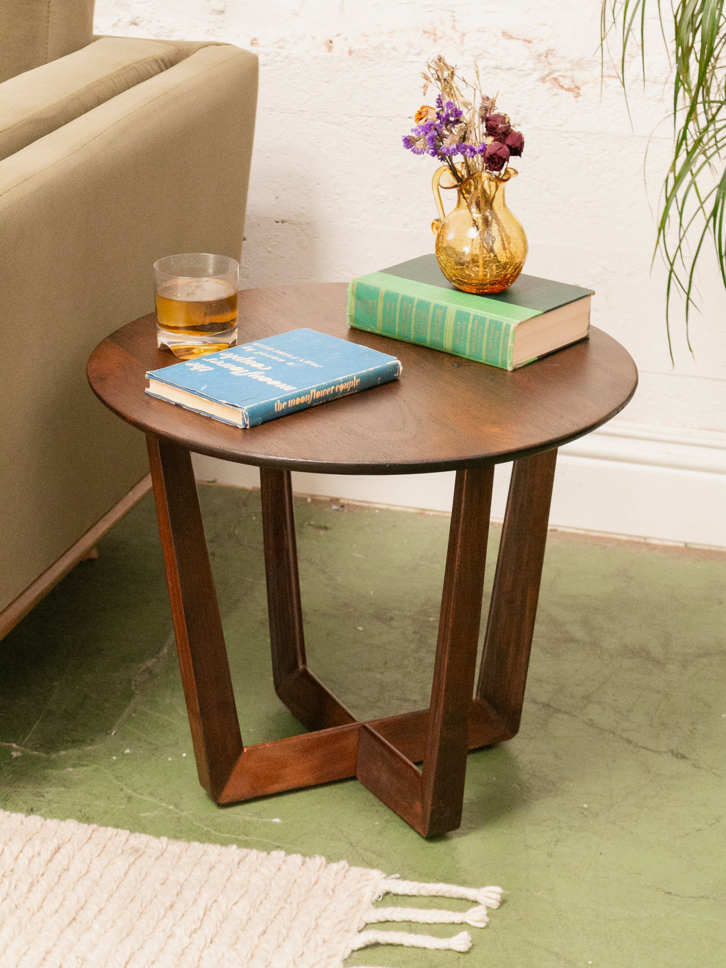 Walnut Round Side Table